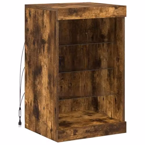 vidaXL Modern Sideboard with Integrated LED Lights in Brown, W/D/H: 41 x 37 x 67 cm – 1