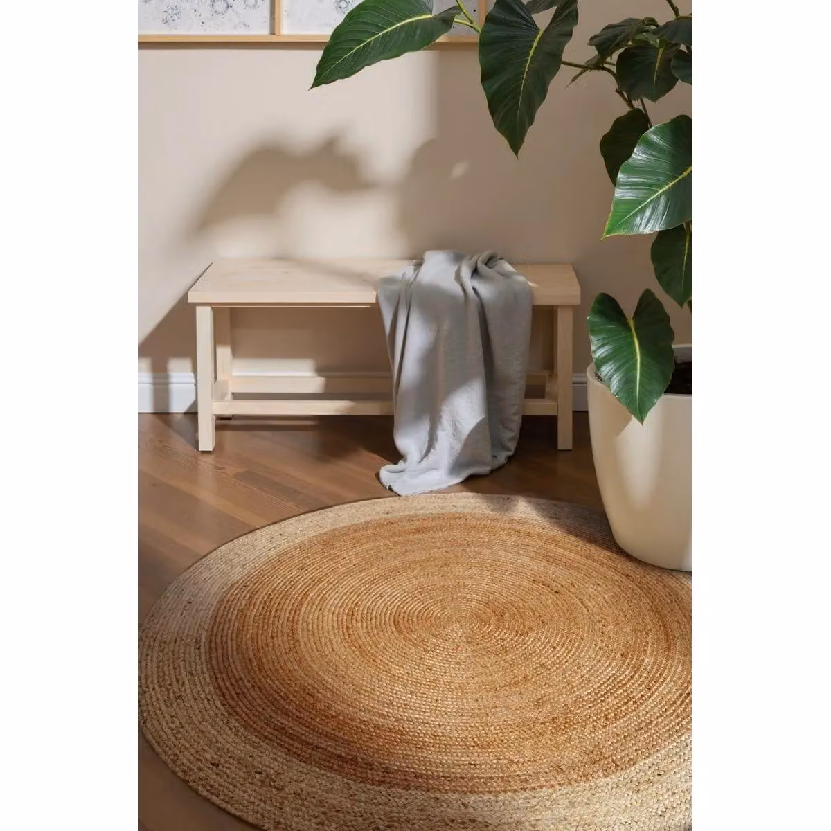 THE RUGS Jutta Reversible Jute Flatweave Round Rug in Beige, Diameter: 160 cm – 2