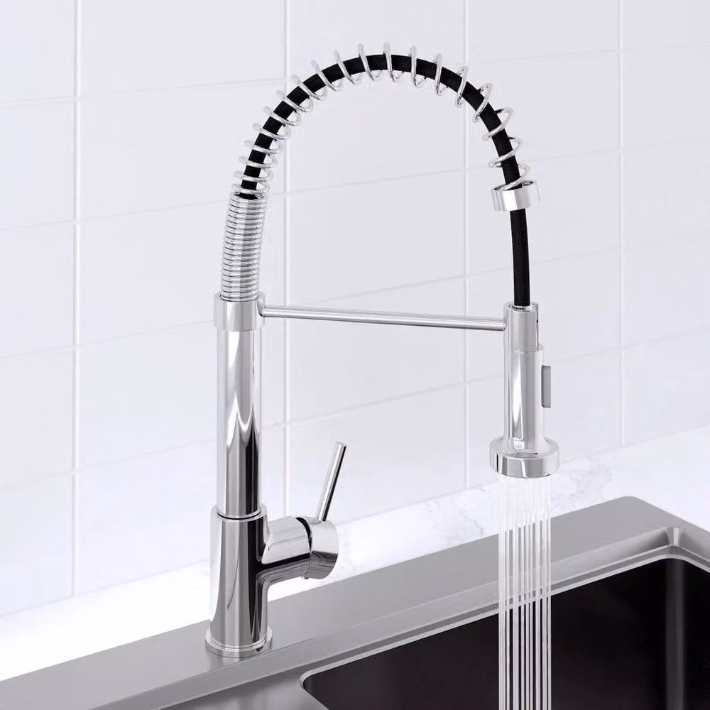 KORVIXA Modern Monobloc Kitchen Mixer Tap in Silver with Pull Out and Swivel Spout, Chrome Finish, W/D/H: 100 x 5.2 x 5.2 cm – 2