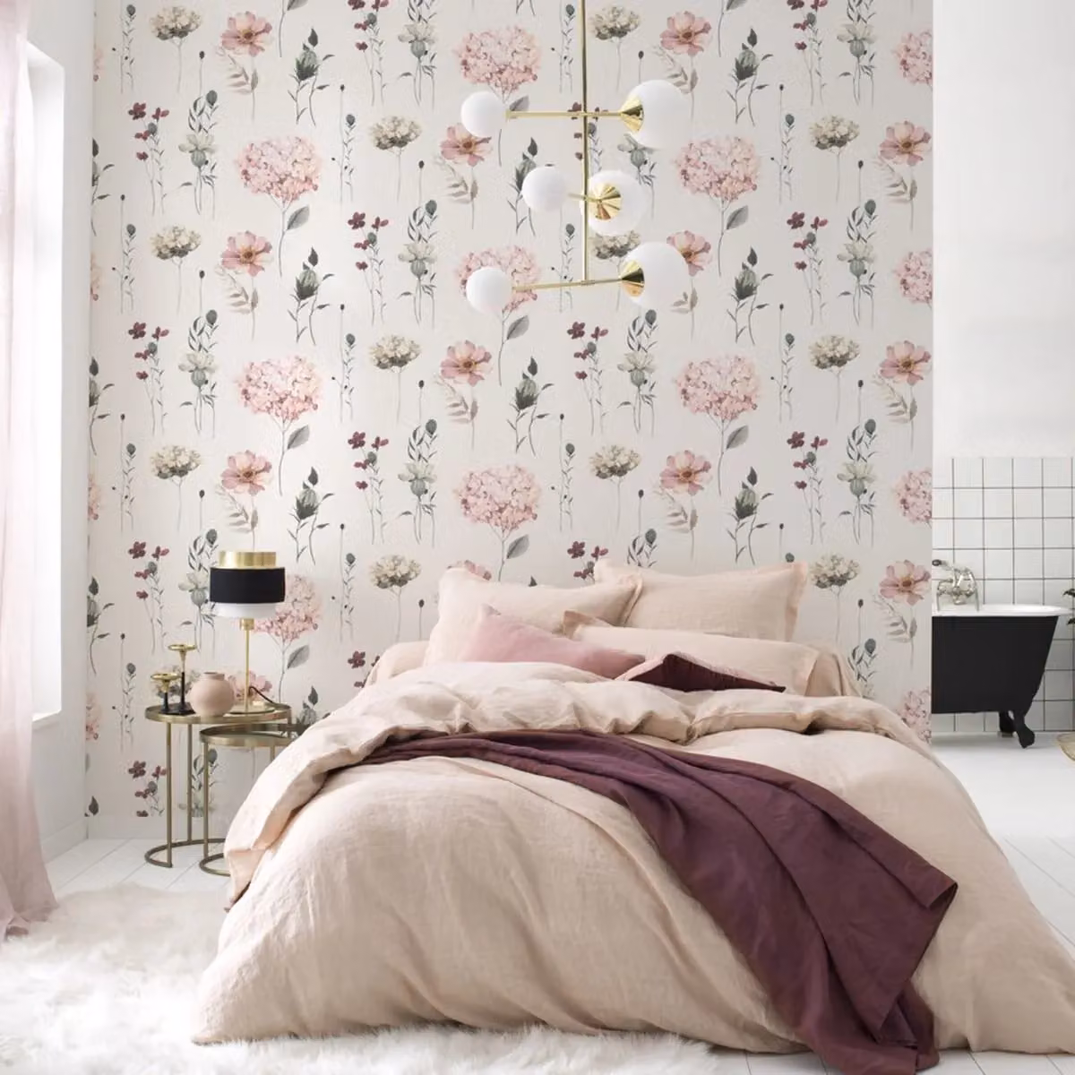 Rasch Botanical Floral Non-Woven Wallpaper in Pink – 2
