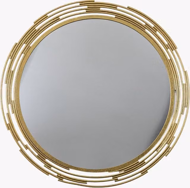 Perch & Parrow Vault Round Modern Wall Mirror in Gold