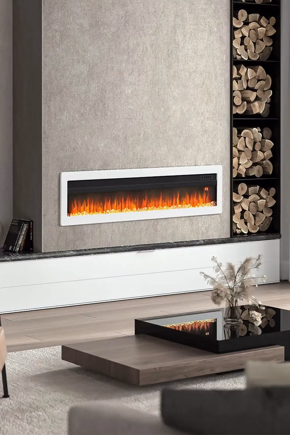 Living and Home 50 Inch White Electric Fireplace with Remote Control – 3