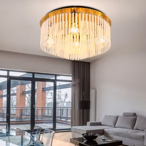 Globo Lighting Globo Large Ceiling Light in Black and Gold with Transparent Glass Lampshade, Diameter: 50 cm – 3