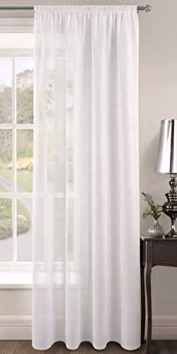 Intimates Riva Plain Woven Slot Top Voile Curtain Panel, White, W: 149.86 cm, D: 228.6 cm