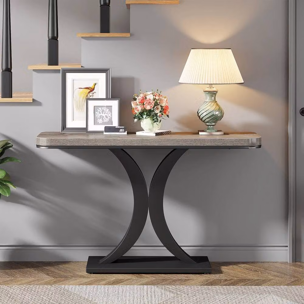 VOGREX Industrial Console Table in Grey, Brown or Black, Width: 100 cm, Height: 82.5 cm – 3