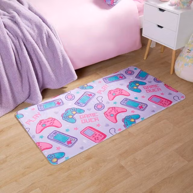 OHS Kids Gaming Anti Slip Washable Floor Mat Rug, Purple