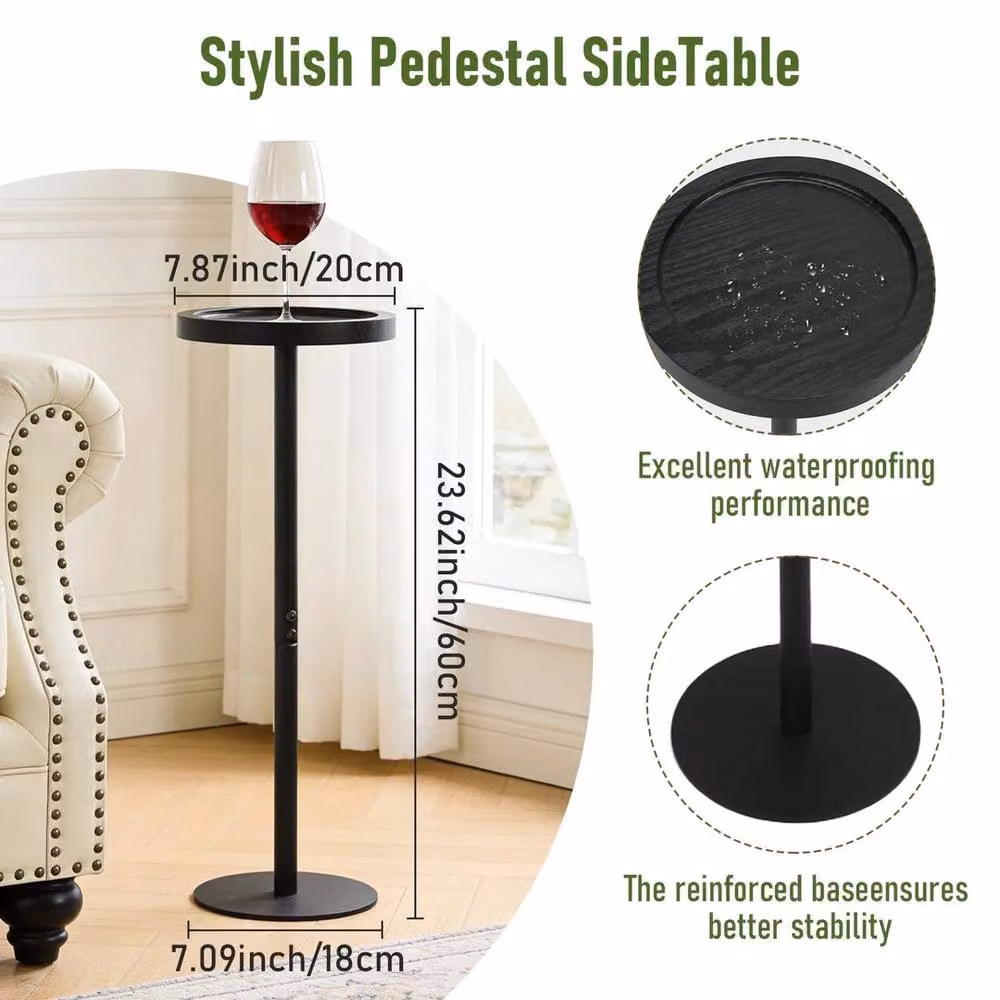 FORGEVIO Simcat Small Round Side Table in Black, W/D/H: 20 x 20 x 60 cm – 2