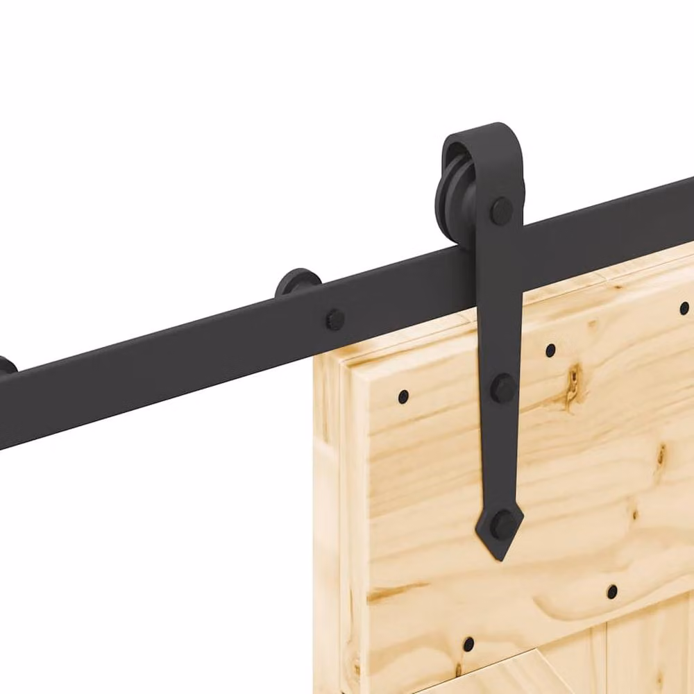 Berkfield Home Rustic Solid Wood Pine Sliding Door with Hardware Set, Natural, W: 85 cm, H: 210 cm – 2