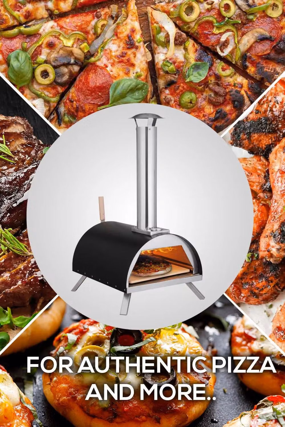 Haven Wood Pizza Oven with Raincover and Pizza Paddle in Black and Silver – 4