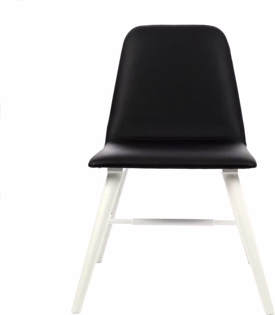 Interiors by Premier Orsina Black Synthetic Leather Dining Chair with White Wood Legs