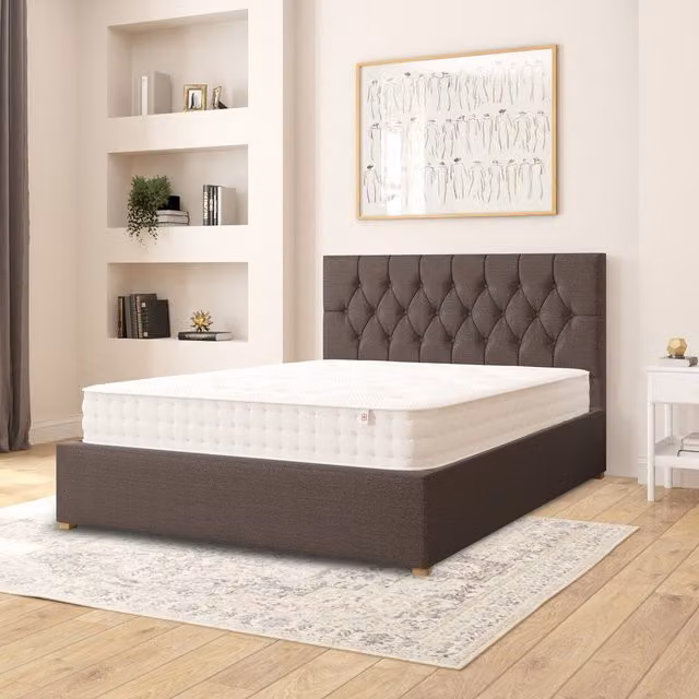 Aspire Olivier Upholstered Fabric Ottoman Storage Bed in Grey, W/D/H: 180 x 200 cm