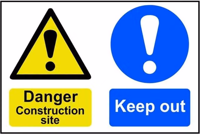 Scan Danger Construction Site Keep Out PVC Sign, Yellow and Multicolour, W: 60 cm, H: 40 cm