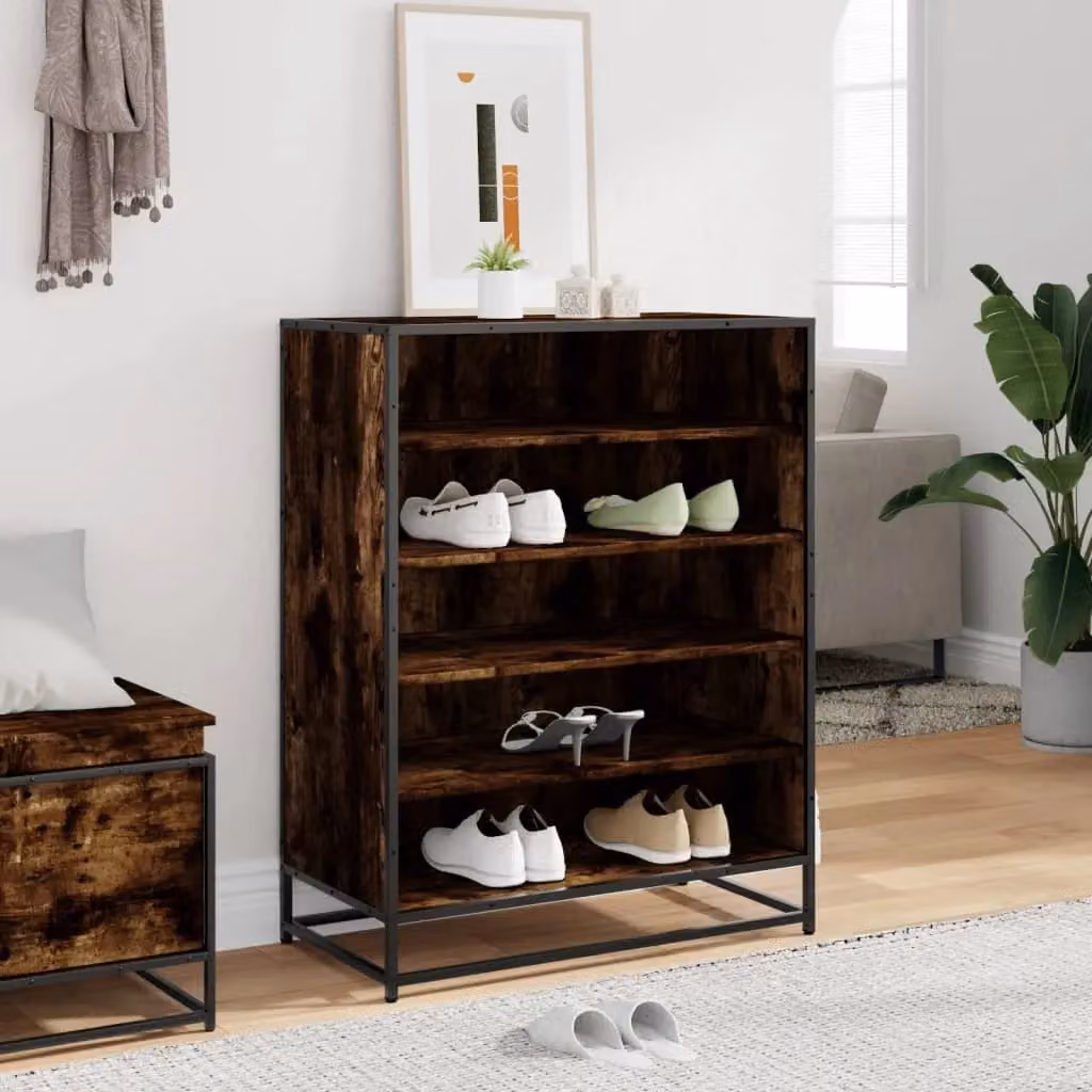 Berkfield Home Smoked Oak Shoe Cabinet in Brown, W/D/H: 75 x 38 x 97.5 cm – 3