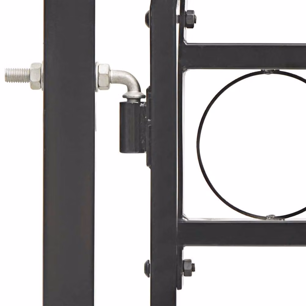 Berkfield Home Elegant Steel Swing Fence Gate with Arched Top, Black, W: 100 cm, H: 175 cm – 4