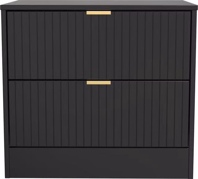 Ready Assembled 2 U Denver 2 Drawer Side Table in True Black – 1