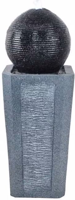 Tranquility Grey Antique Stone Ball and Column Solar Powered Freestanding Water Feature