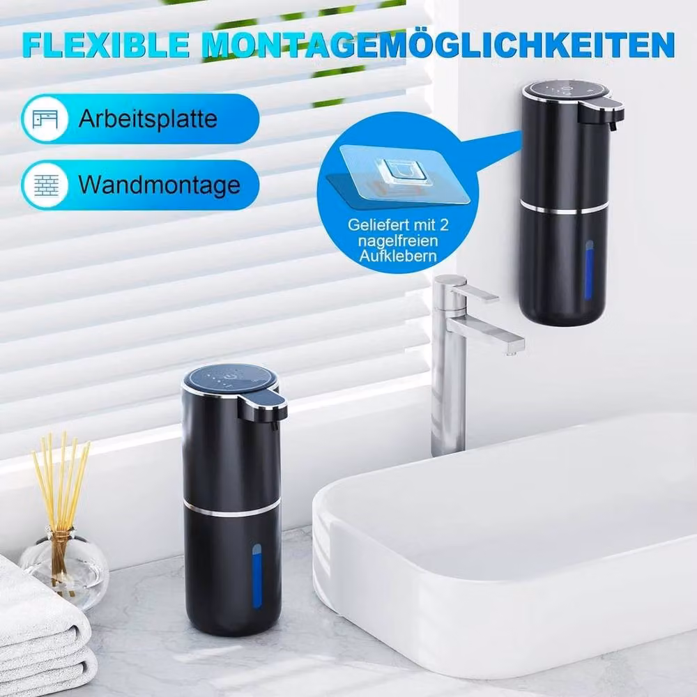 NESTLUNE Automatic Soap Dispenser, Black, 380ml – 4