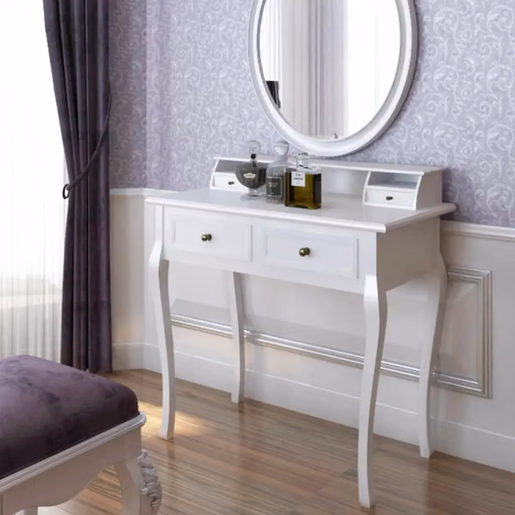Berkfield Home Modern Lacquered White Wood Vanity Makeup Table – 3