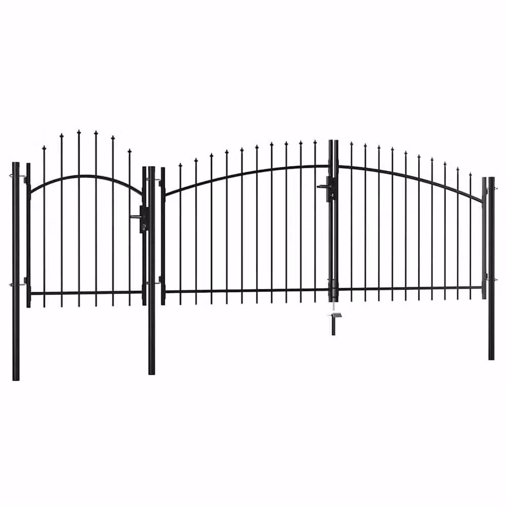 Berkfield Home Elegant Steel Swing Garden Gate, Black, W: 400 cm, H: 175 cm – 1