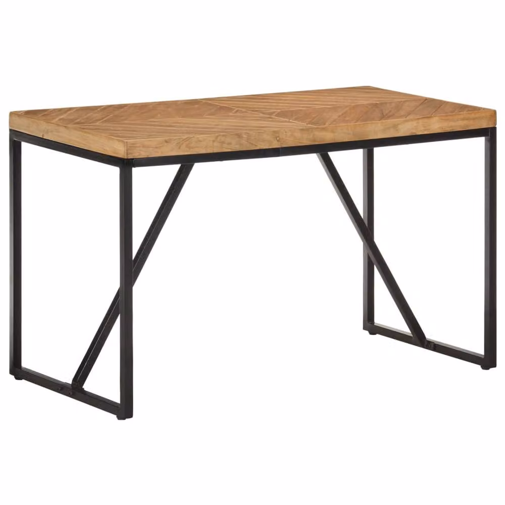 Berkfield Home Durable Rectangular Dining Table in Brown and Black, Solid Acacia and Mango Wood with X-Frame, W/D/H: 120 x 60 x 76 cm – 1