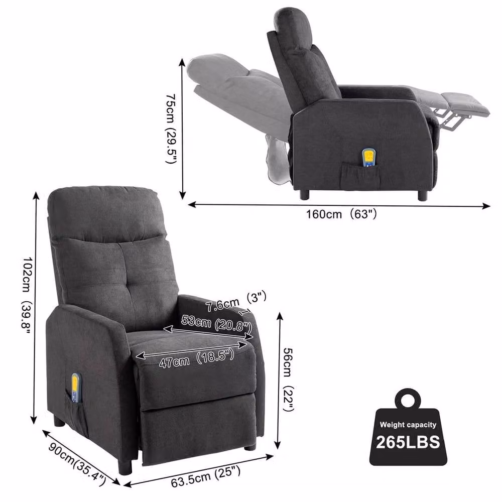 KORVIXA Reclining Massage Chair with Heat in Grey – 2