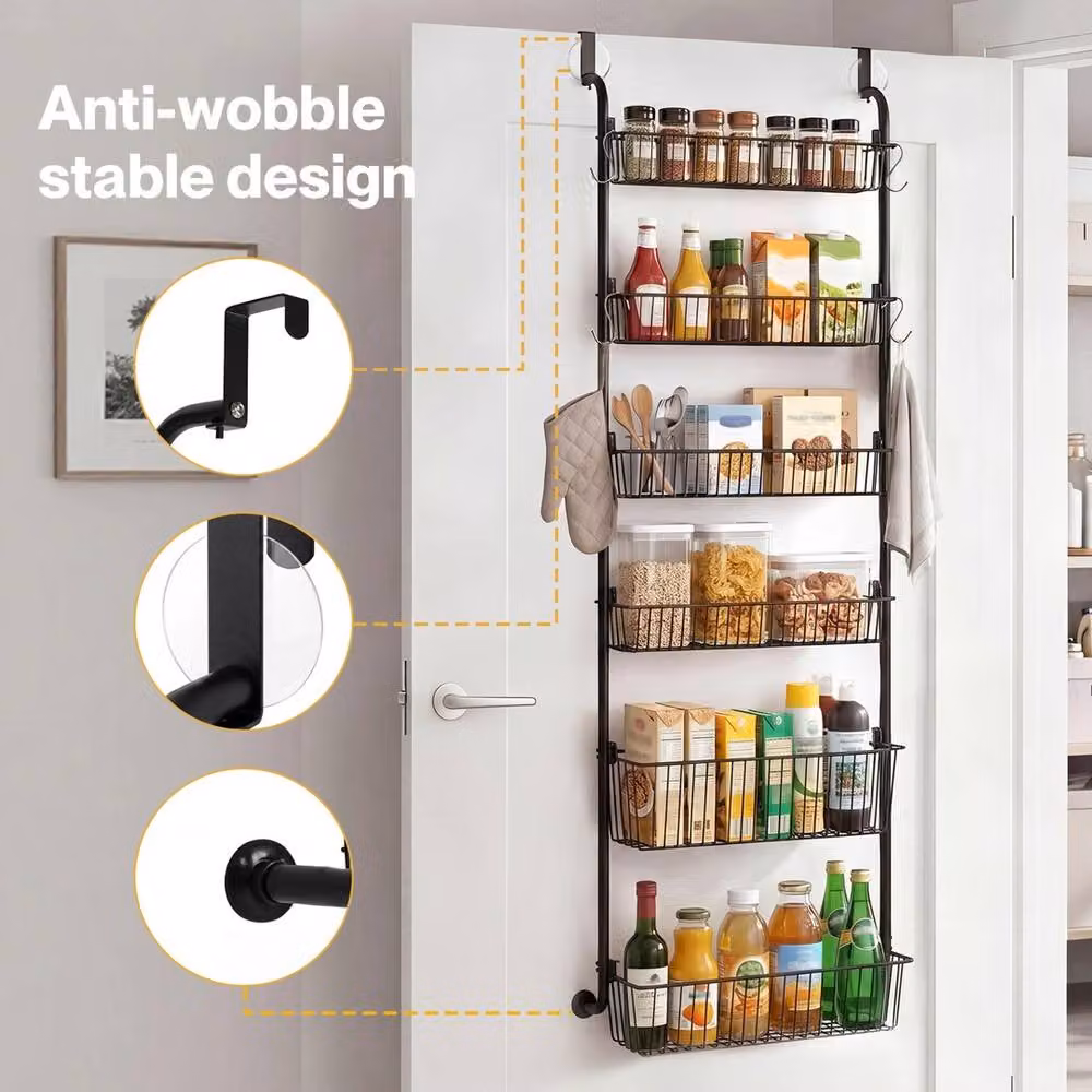 EONLION 6 Tier Metal Kitchen Storage Rack Organiser in Black – 2