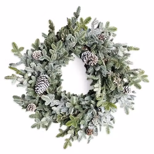 SHATCHI Cypress Pine Wreath in Green with Pine Cones, Diameter: 80 cm – 1
