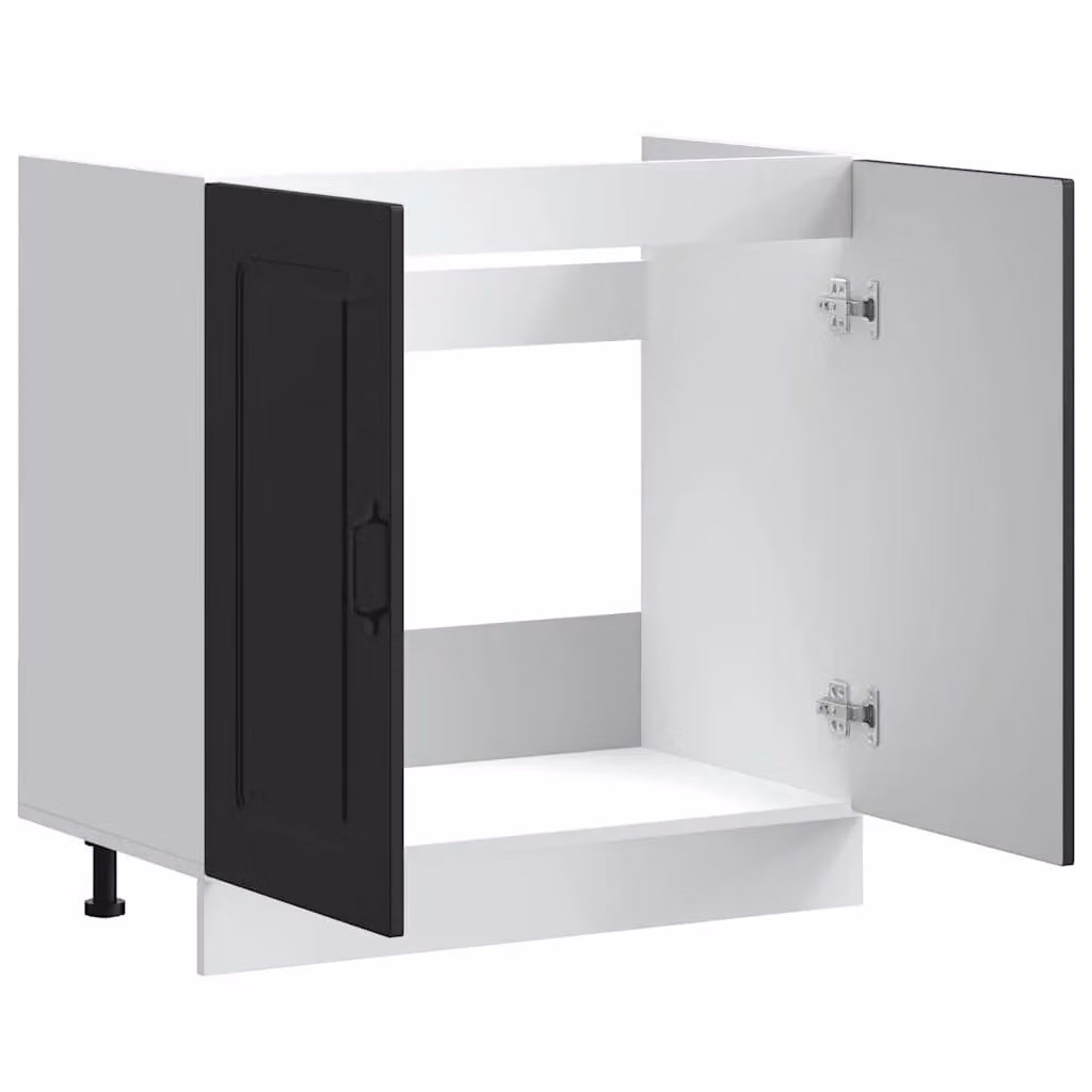 Berkfield Home Kalmar Black Freestanding Kitchen Sink Base Unit, W/D/H: 80 x 46 x 81.5 cm – 4