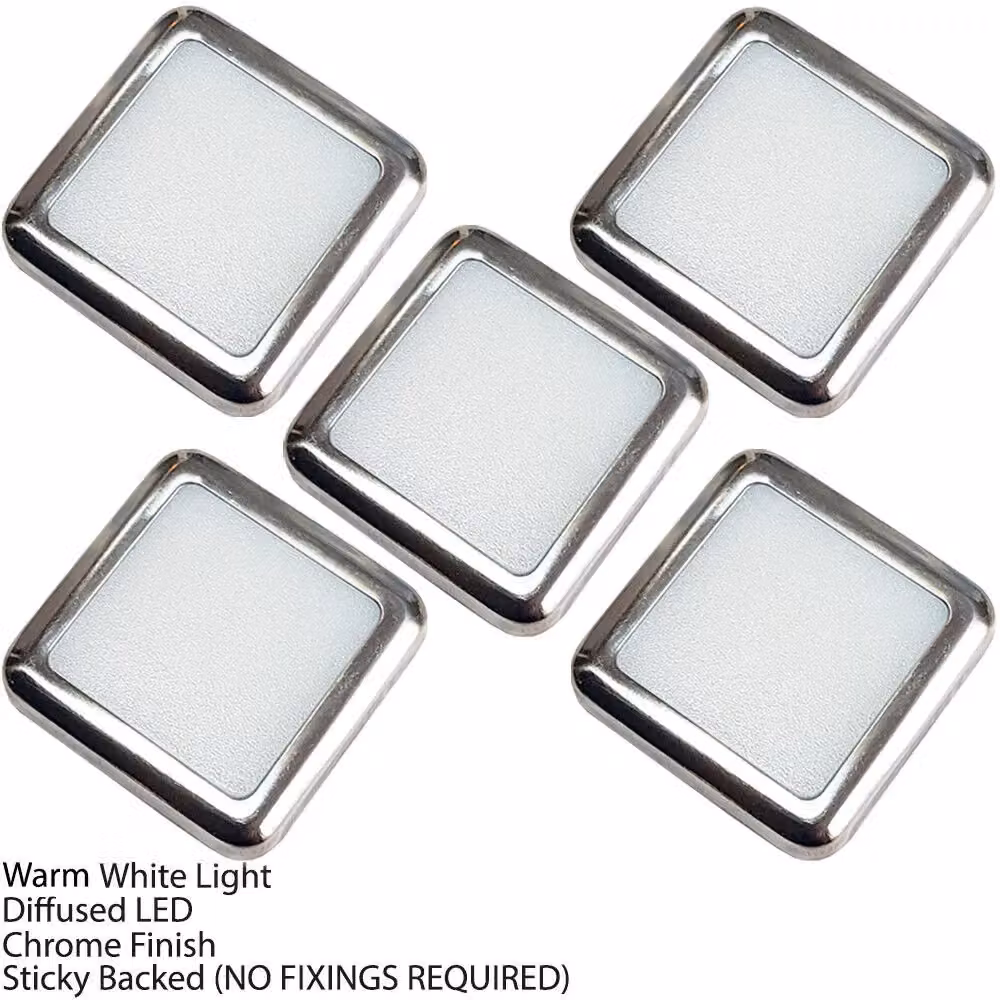 Loops Square LED Plinth Light Kit in Silver with Warm White Spotlights for Kitchen and Bathroom – 2