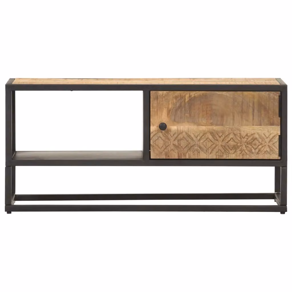 Berkfield Home Rustic Mango Wood TV Cabinet in Brown, W/D/H: 90 x 40 x 40 cm – 2