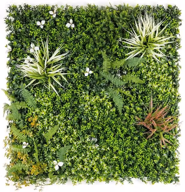 Christow Artificial Plant Living Wall Panels Green Set of 4, W/H: 50 x 50 cm – 1