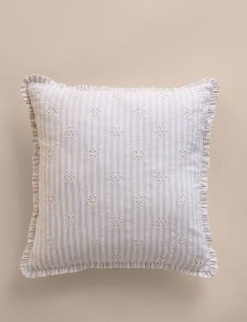 M&S Grey Striped Square Cotton Cushion