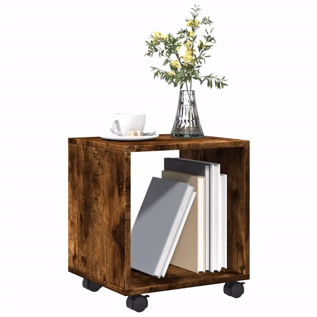 Berkfield Home vidaXL Rolling Cabinet in Smoked Oak Brown, W/D/H: 37 x 33 x 42.5 cm – 4