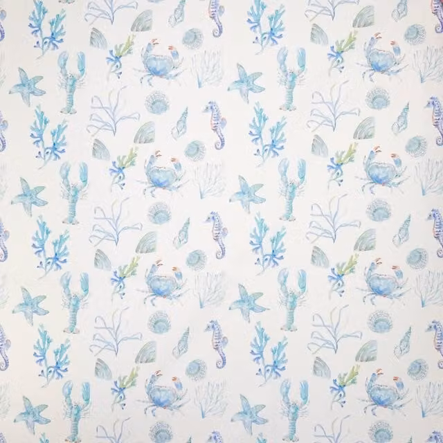Terrys Sealife UV Resistant Outdoor Polyester Fabric in Blue and Green