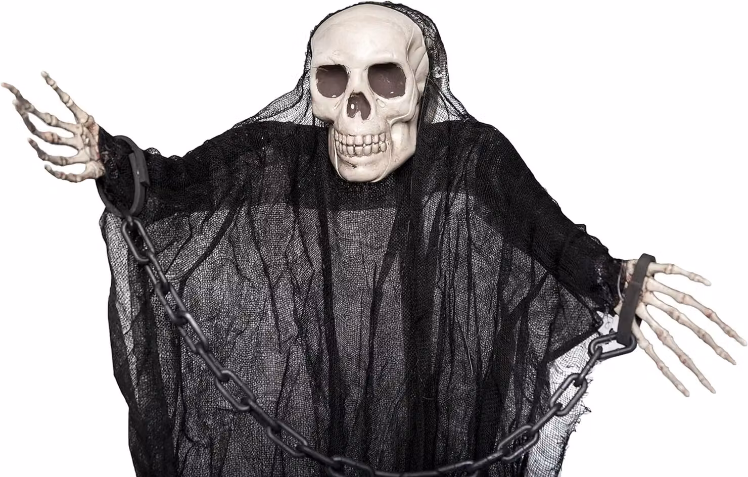 Shatchi Hanging Ghost Skeleton Halloween Decoration in Black with Chains, 90cm – 3
