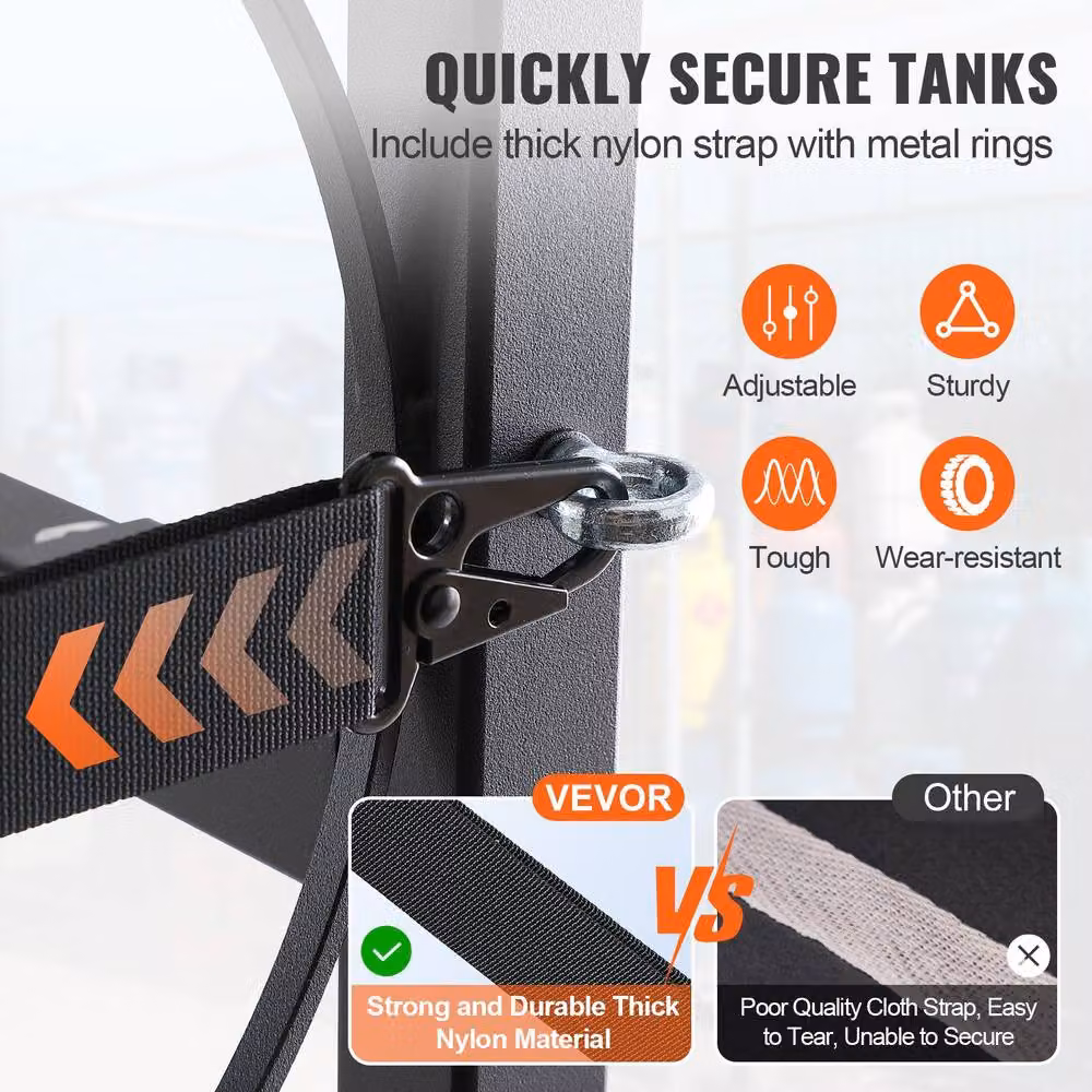 VEVOR Black Steel Freestanding Refrigerant Tank Rack with 3 x 30lbs Capacity – 5