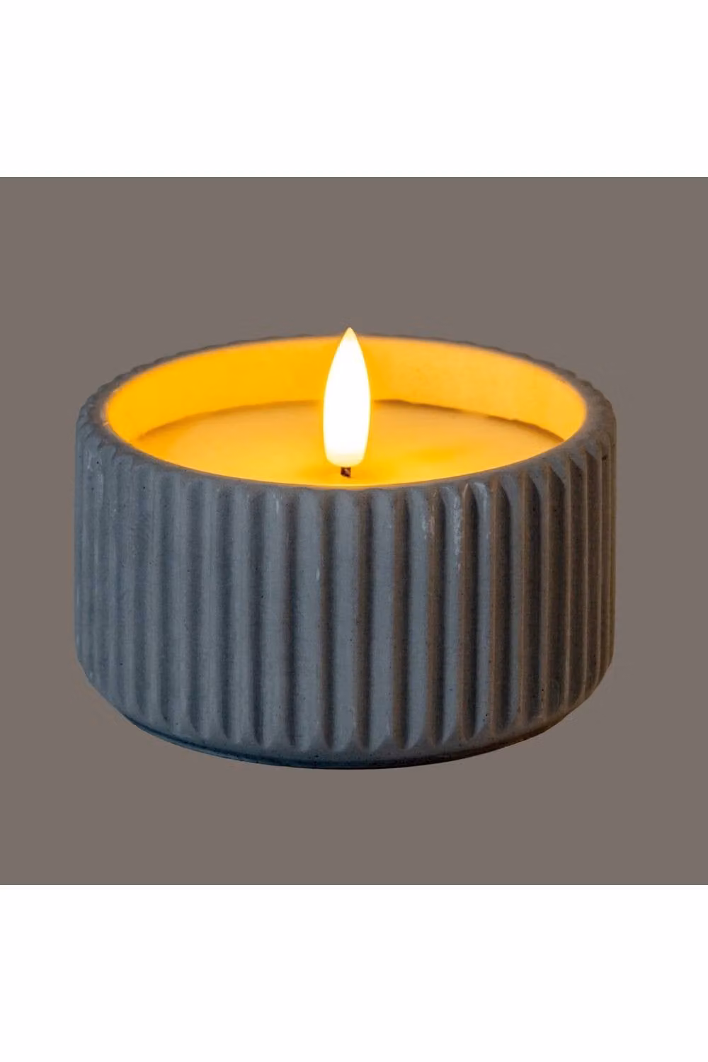 KDMD Luxe Collection Natural Glow Chalk Ribbed Small LED Candle in White – 2