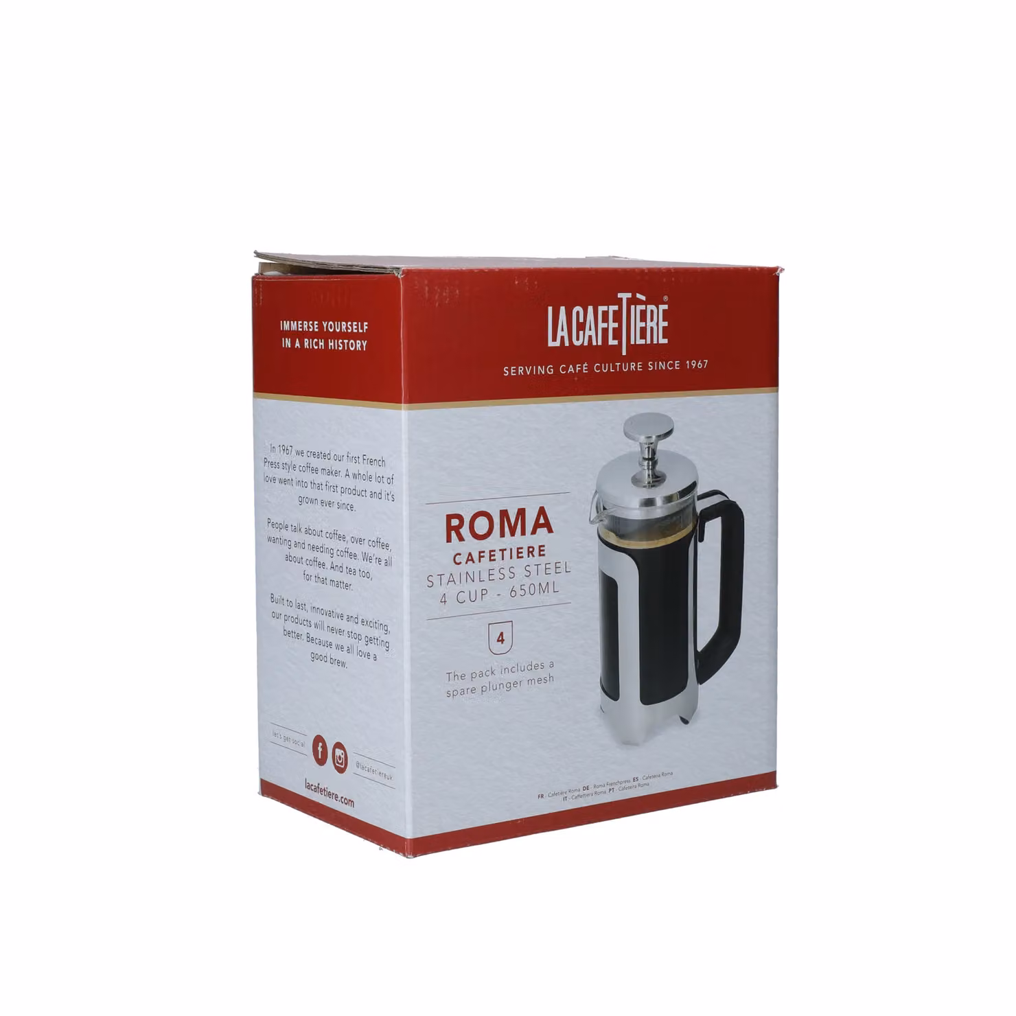 La Cafetiere Roma Stainless Steel French Press Coffee Maker, 0.59 l, Silver – 5