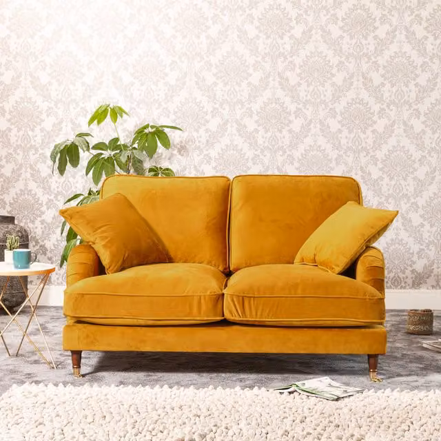 Artemis Home Mackenzie 2 Seat Velvet Sofa in Yellow