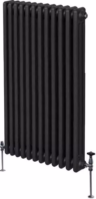 Monstershop Traditional 3 Column Steel Radiator in Black, H: 150 cm, W: 56.2 cm, D: 10 cm