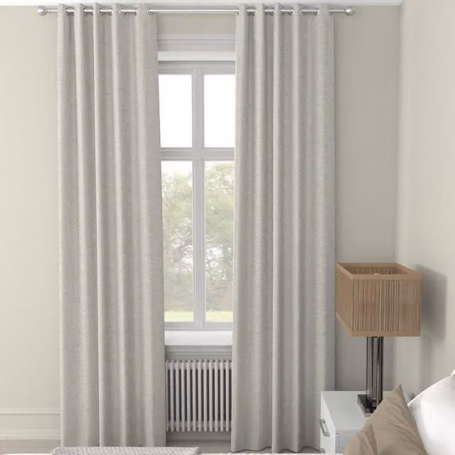 Terrys Hera Made to Measure Blackout Fabric Panel Curtain in Beige Striped Eyelet Style