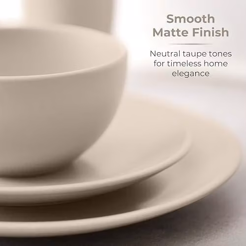 Tower 16 Piece Stoneware Dinner Service in Taupe and Beige – 2