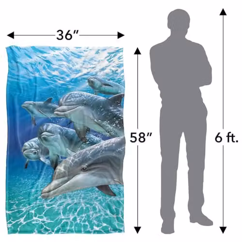 JQ Licensing Royce Mcclure Dolphin Travelers Super Soft Fleece Throw Blanket, Blue Multicolour, W: 91 cm, D: 147 cm – 2