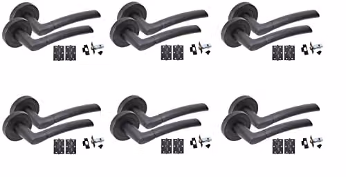 Golden Grace Indiana Lever Latch Handles on Rose, Matt Black Finish – 1