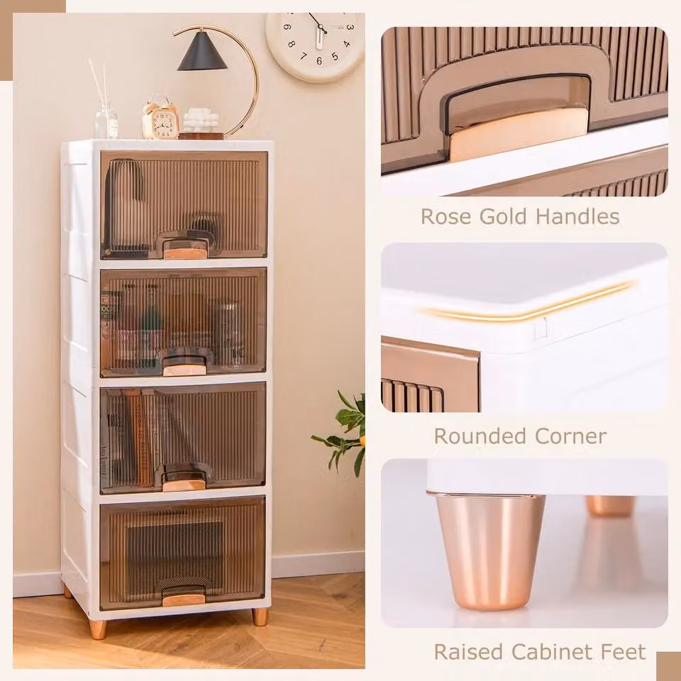 Costway 4-Tier Stackable Storage Bins, 148L Closet Organisers, White – 4