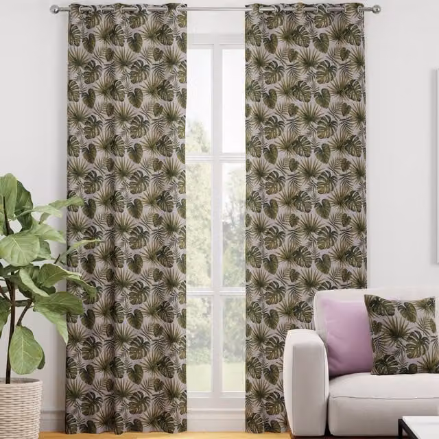 Terrys Monstera Made to Measure Blackout Floral Fabric Panel Curtain in Green