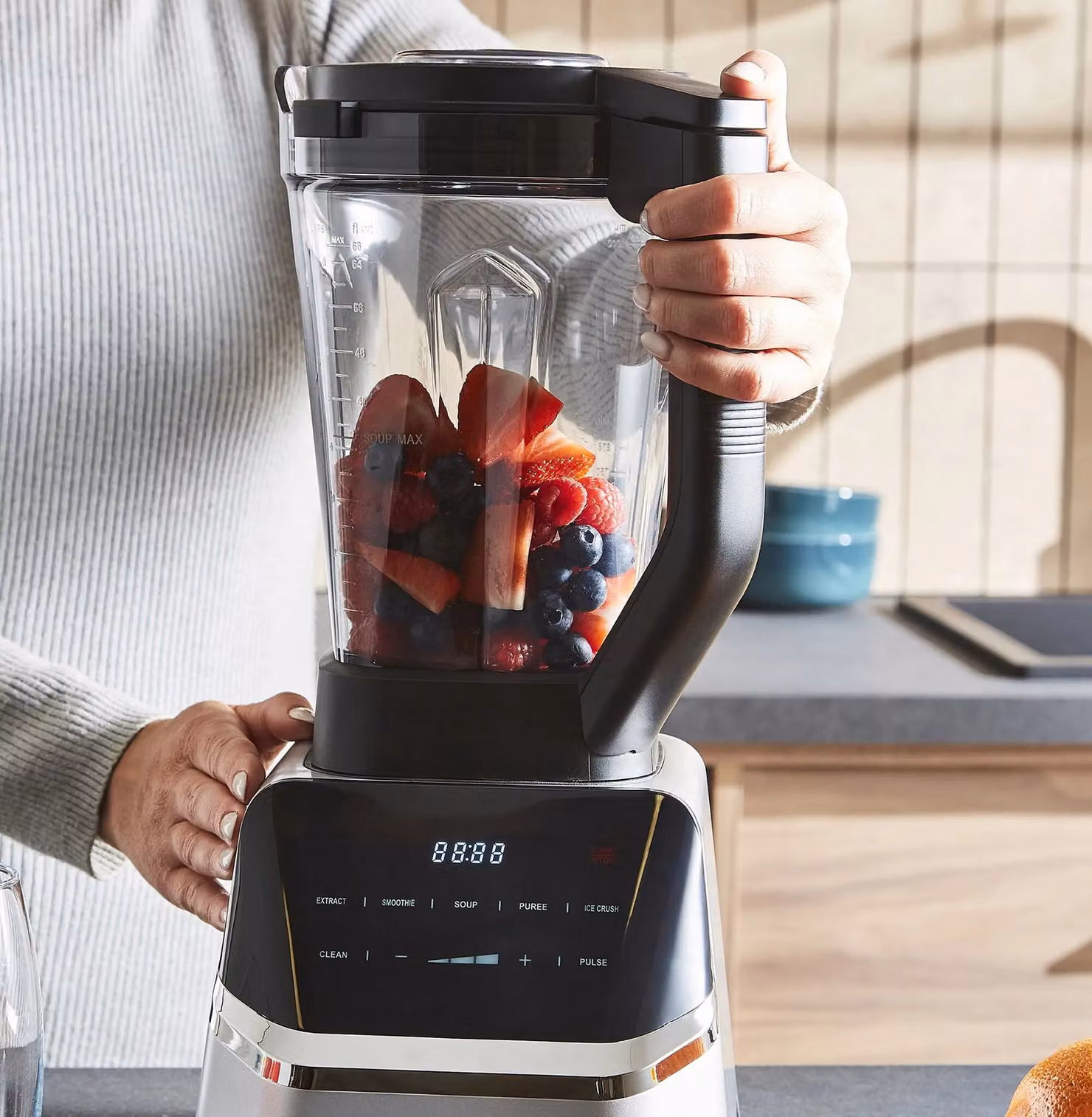 Morphy Richards Digital Jug Blender in Grey with Stainless Steel and Digital Display – 4