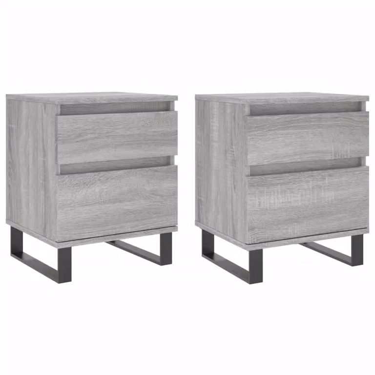 Berkfield Home Set of 2 Bedside Cabinets in Grey Sonoma, W/D/H: 40 x 35 x 50 cm