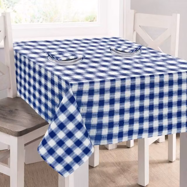Kitchen Trends Blue Seersucker Gingham Check 100% Cotton Square Tablecloth, W x W: 50 x 50 cm