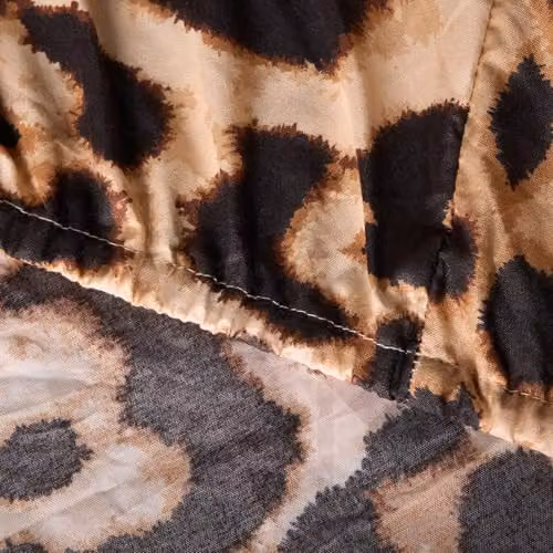 OHS Leopard Print Microfibre King Size Fitted Bed Sheet, Beige, W: 150 cm, L: 200 cm, Depth: 25 cm – 5